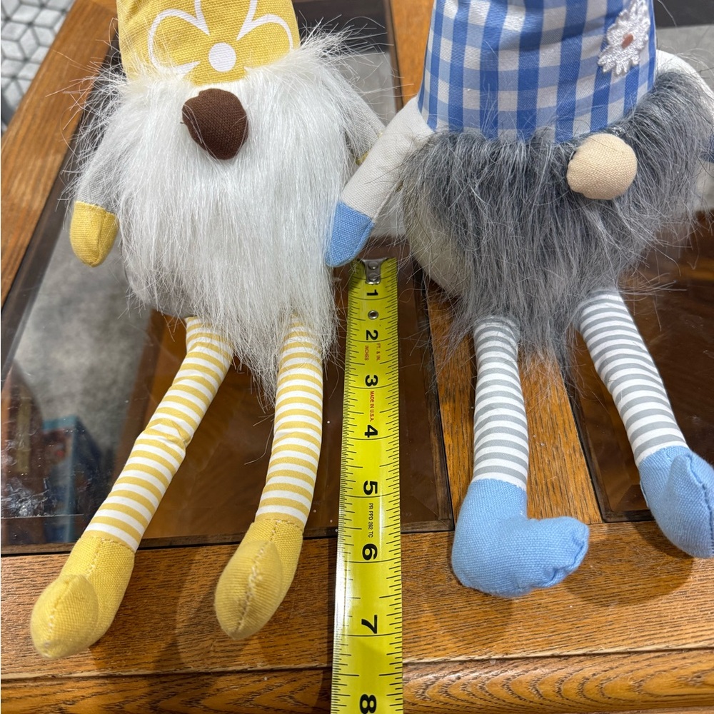 Yellow and Blue Home Spring Plush 16” Weighted MINI Gnome Flower/plaid - Picture 9 of 11